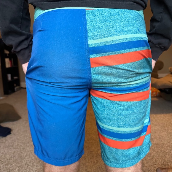 Red Camel Men's Blue Orange Bathing Suit Drawstring Shorts Size 30 - Picture 10 of 10